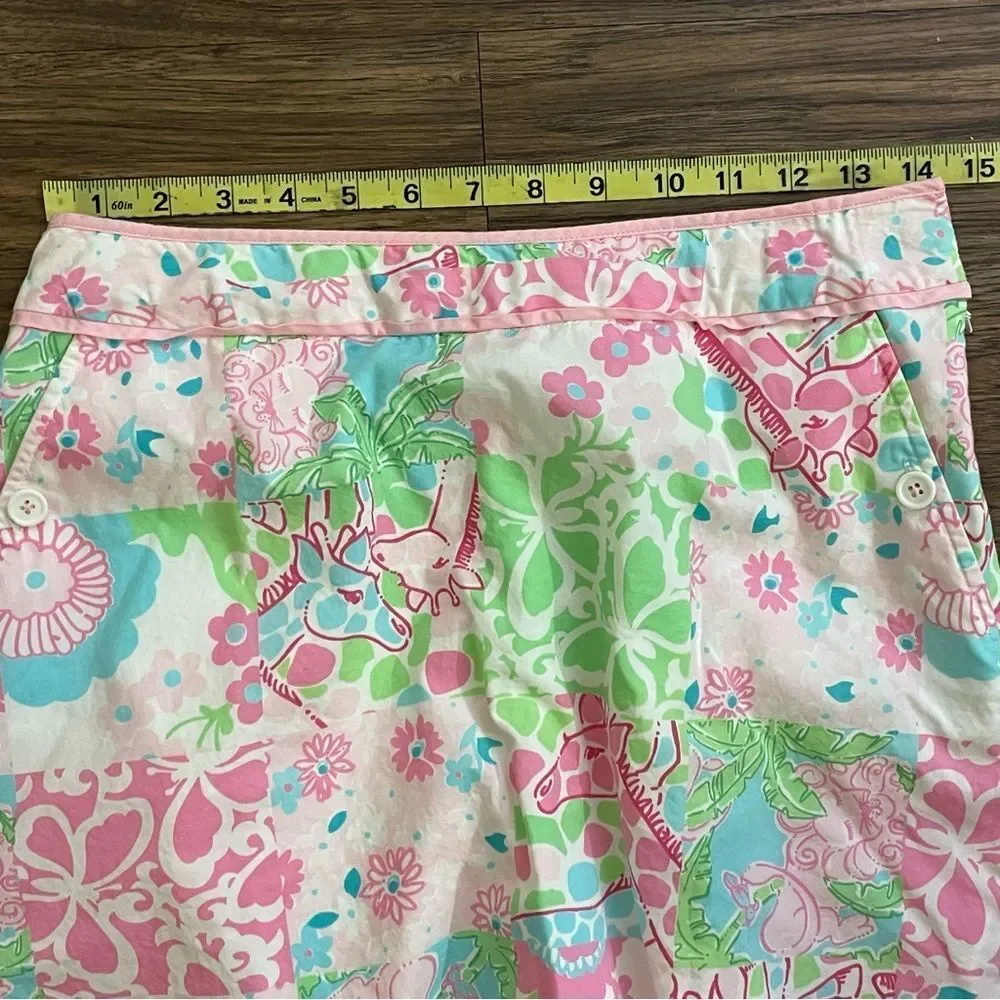 Lily Pulitzer Nuzzling Giraffe Skort Skirt Pink Green Blue White Size 4 - Picture 3 of 7